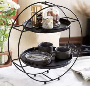 2 <b>Tier</b> Buffet Server Black <b>Cake</b> Stand Dessert Stand Fruit Bowl Cupcake <b>Cake</b> Stand Tray Fruit Server Party Decor Accessories - Product Image 3