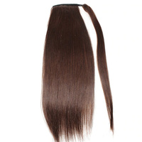 Extensions de cheveux de queues de poney de couleur brune queue de cheval de cheveux humains à cordon de serrage long pour les femmes noires