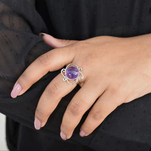 Stackable Designer <b>Amethyst</b> Round <b>Ring</b> 925 Sterling Silver Factory Wholesale Bulk Handmade Natural Jewelry - Product Image 1