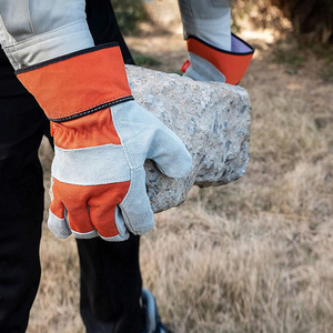 Venta al por mayor trabajo mano vaca cuero dividido Palma reforzada vaca cuero dividido deber guantes de trabajo largos aparejo canadiense guantes de invierno - Product Image 4