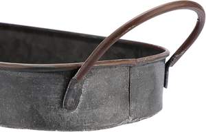 Plateau de service ovale en métal galvanisé, style ferme rustique industriel, écologique, qualité commerciale, avec poignées - Product Image 3