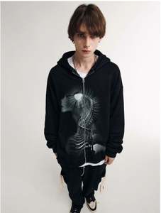 Sudadera con capucha y cremallera completa personalizada para hombre al por mayor de fábrica con diseño vintage serigrafía servicio OEM disponible - Product Image 6