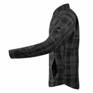 Chemise en flanelle de moto urbaine pour hommes et femmes, niveau CE 2, protection d'épaule, doublure en aramide, fermeture éclair, chemise de motard personnalisée rouge et noire - Product Image 3