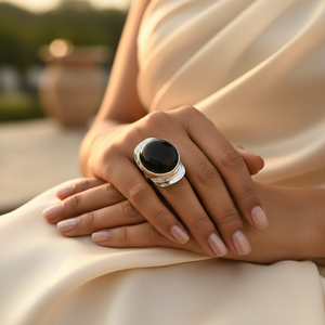 Anillo de Plata 925 con Ónix, Engaste de Bisel, Joyería Minimalista con Piedras Preciosas, Regalo para Uso Diario de Mujeres - Product Image 3