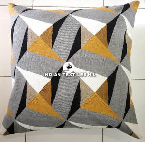 Funda de cojín de lana de moda bordado de Cachemira Punto de cadena hecho a mano geométrico Vintage para sofá de sala de estar Venta caliente - Product Image 2