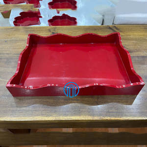Plateau de service en MDF laqué, fabrication artisanale vietnamienne, plateau rouge à festons de haute qualité, fabrication artisanale, OEM/ODM disponible - Product Image 1