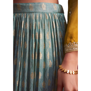 Costume Kurta Palazzo brodé en tissu jaune vente en gros de vêtements ethniques pour femmes fournisseur d'usine OEM costume de fête de mariage personnalisé - Product Image 6