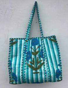 El mejor bolso de mano acolchado con estampado Floral bohemio de algodón para mujer, ropa de fiesta para mujer, dos abiertos para ir de compras, uso en hombros - Product Image 5