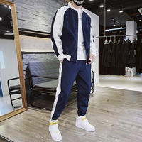 Sweat-shirt de sport pour homme, survêtement décontracté, fermeture éclair, vêtements d'entraînement, ensemble deux pièces