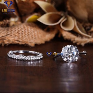Bague en or blanc avec diamant taillé rond 5.469 TDW par Lab-Stone/Bague en diamant élégante/couleur EF-VS - Product Image 2