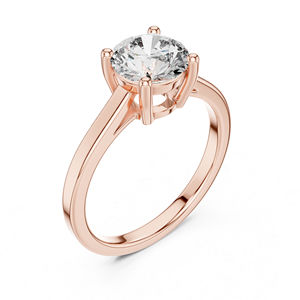 Bague en or rose 14 carats avec diamant rond de laboratoire pour femmes |   Anneau de tenue de bureau |   Nouveau diamant cultivé - Product Image 5