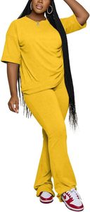 Conjunto Deportivo Informal Estampado para Mujer, Transpirable, 100% Algodón, Felpa, Grueso, Elástico, Cintura Elástica, para Uso Diario - Product Image 3