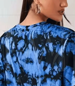 Dernière mode Design unique ensembles courts pour femmes 100% coton été Streetwear T-Shirts personnalisable tissu trou décoration - Product Image 5