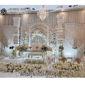 Boda con tema judío, decoración de escenario blanco, Centro de Convenciones canadiense, escenario de boda, escenario de puerta temático de palacio de boda prominente - Product Image 1