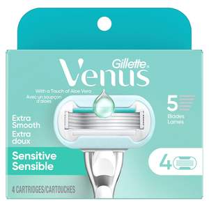 Venus Deluxe Smooth Sensitive Lame de rasoir à tête rotative en acier inoxydable pour femmes Recharges 4 pièces jetables - Product Image 6