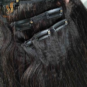 Extensions à clipser droites crépues sans couture en gros de qualité supérieure 100% cheveux humains vierges vietnamiens bruts - Product Image 4