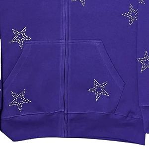 Custom Log Men Rhinestone Hoodie 100% algodón Zip Up Men Hoodie Custom Rhinestone Hoodie para hombres y mujeres - Product Image 6