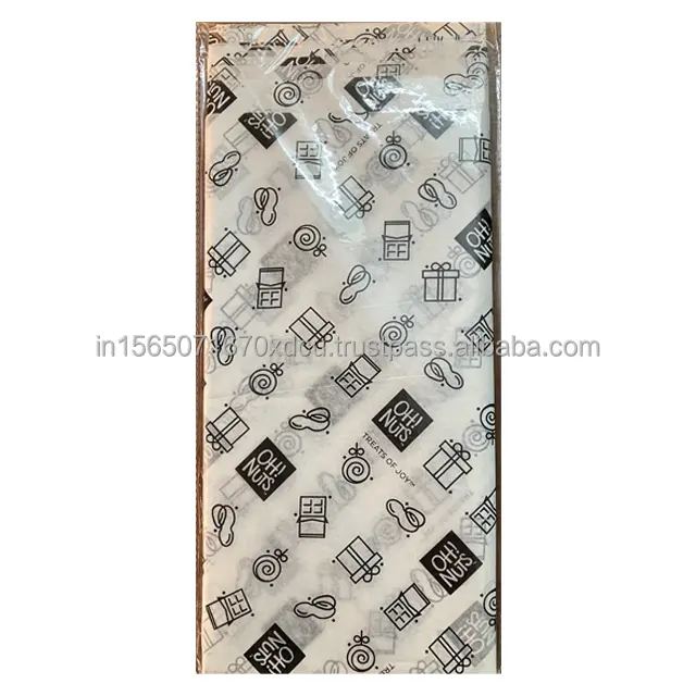 Papel de seda para presente impresso com logotipo personalizado Embalagens de varejo 10s/20s.. em tamanhos personalizados e sacos poli feitos na Índia