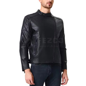 Stylish Zipper Design Stand Collar Front Waterproof Breathable Casual Winter Outerwear OEM Wholesale Men <b>Genuine</b> <b>Leather</b> <b>Jacket</b> - Product Image 6