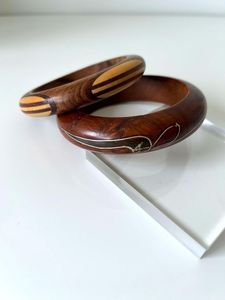 FORESTS Design Wooden Bangle and Bracelet Customized Size Wooden Bracelets Bangle Handmade <b>Flower</b> Wooden Bangle Cuff - Product Image 3