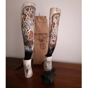 ฮอร์นดื่มไวกิ้งธรรมชาติพร้อมฮอร์นยืนหยาบโดยหัตถกรรมฮันแนน - Product Image 4