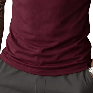 <b>Men's</b> <b>Short</b> <b>Sleeve</b> Hooded Sweatshirt Solid Color Breathable Knitted Casual Tee for Daily Wear - Product Image 5