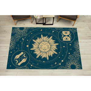 Alfombra con Diseño Boho de Sol y Luna: Alfombra Decorativa Antideslizante Estampada, Alfombra Suave No Tejida - Product Image 1