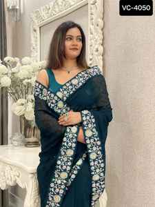 ชุดส่าหรีสำหรับผู้หญิงชุดแฟนซีใส่ไปงานปาร์ตี้ล่าสุด - Product Image 5