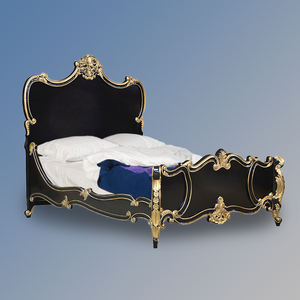 Cama Luis XV Hecha de Madera de Caoba de Alta Calidad con Color Negro y Dorado para Muebles de Dormitorio - Product Image 1
