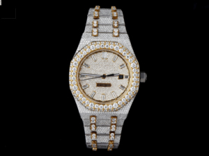 Reloj de cuarzo mecánico de lujo de 41mm VVS Lab Grown Diamond Settings Banda de acero inoxidable Fábrica de vidrio-Iced Moissanite Silver - Product Image 2