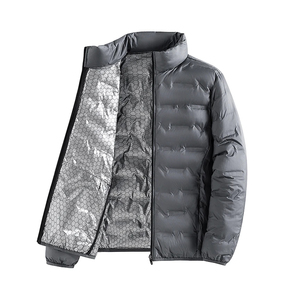 Chaqueta acolchada de gran tamaño con cremallera sólida de primera calidad para hombre, chaqueta acolchada de algodón con logotipo personalizado para hombre - Product Image 4