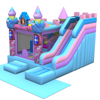 Château Gonflable Rose Personnalisé avec Toboggan, Combo Princesse, Tente de Camping Gonflable, Colonnes d'Obstacles, Aire de Jeu pour Fêtes