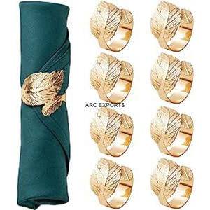 Feuille Design Vaisselle Accessoires Décoratifs Or Royal Rond De Serviette pour Les Fêtes De Mariage Décor Porte-Serviettes Anneau De Tissu Pour La Maison - Product Image 1