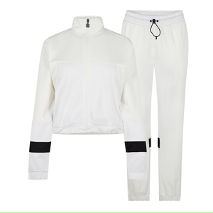 ชุดวอร์มสำหรับผู้หญิงคุณภาพสูง2025ใหม่ชุดวอร์ม2ชิ้นสำหรับวิ่งจ๊อกกิ้งไหล่ตกโลโก้แบบกำหนดเอง - Product Image 1