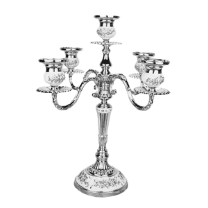 Candélabre en métal antique à 5 bras nouveau design de luxe bougeoir de qualité supérieure pour la décoration de fête de mariage à la maison Pâques - Product Image 5