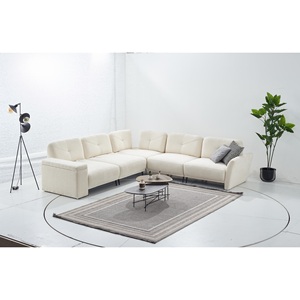 Juego de Sofás Esquineros Tetra Modernos de Estilo Europeo con Módulo de Chimenea Acolchado Ajustable en Tela para Sala de Estar, Muebles para el Hogar - Product Image 4