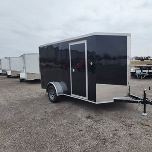 Black Enclosed Cargo <b>Trailer</b> Tall Wall Utility <b>Box</b> <b>Trailer</b> Tandem Axle Transport Enclosure with Side Door - Product Image 5