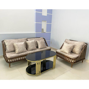 CBSF68025 Juego de Sofás Seccionales de Madera con Listones de 2 y 3 Plazas, Muebles Tapizados para Sala de Estar - Product Image 6