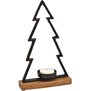 Bougeoir moderne pour la décoration de la maison Renne Design Métal argenté avec base en bois Bougeoir Décoration intérieure festive - Product Image 2
