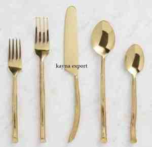 Juego de Cubiertos Modernos Estilo Restaurante, Cucharas, Cuchillos y Tenedores, Pulido Espejo, Chapado en Oro, Acero Inoxidable, para Uso en el Hogar y Fiestas - Product Image 4