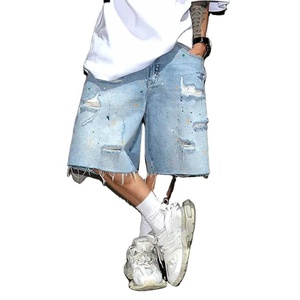 กางเกงยีนส์ขาสั้นผู้ชายผ้าฝ้ายทรงหลวมสไตล์ช่างพร้อมกระเป๋าอเนกประสงค์สำหรับสตรีทแวร์ลำลอง - Product Image 1