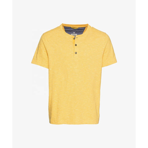 Camiseta Henley de Manga Corta Amarilla para Hombre, Corte Regular, Algodón Tejido, Color Sólido Informal, Trackstar OEM, Marca Privada TSI-G05-P0098 - Product Image 4