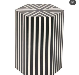 Mesa auxiliar antigua con incrustaciones de hueso, precio al por mayor, mesa de centro central redonda geométrica con incrustaciones blancas, muebles de mesa auxiliar para decoración del hogar - Product Image 2