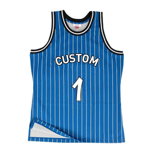 Ropa de calle retro unisex para hombre, camiseta de baloncesto personalizada, camiseta de baloncesto con rayas bordadas de malla con estampado personalizado - Product Image 1