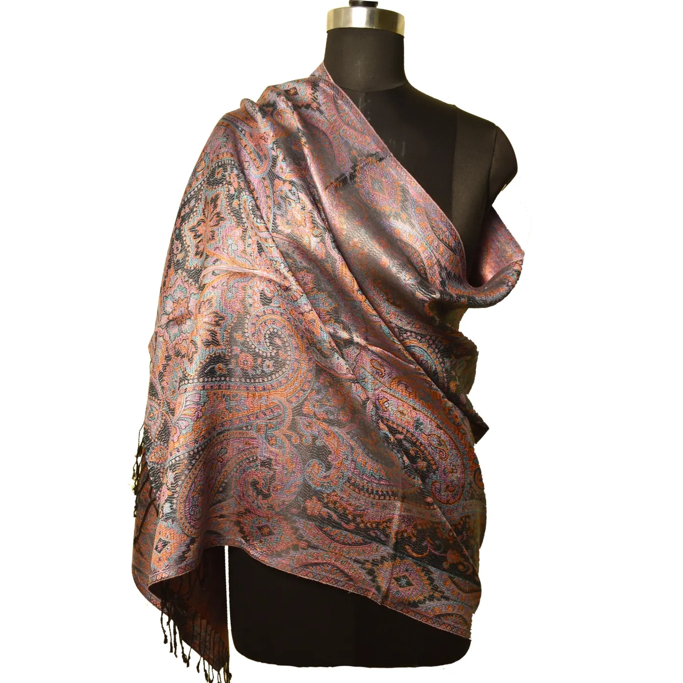 silk shawls in colorful paisley pattern multi colour silk shawls manufacturer luxury satin silk shawl scarves