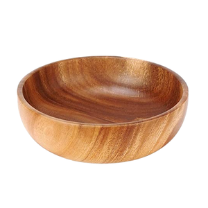 Bol de service artisanal en bois d'acacia – Bol rond en bois pour salade et fruits, idéal pour la maison et la salle à manger. - Product Image 1