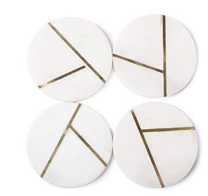 Posavasos de mármol con incrustaciones de latón en rodajas de diseñador hechos a mano, alfombrillas y almohadillas absorbentes para uso en el hogar, la Oficina y el Hotel - Product Image 6