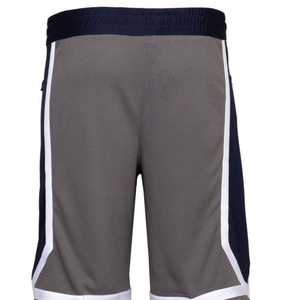 Men's Gray Basketball Shorts With White And Navy Stripes Elastic Waist Moisture Wicking Regular Fit All Seasons Sports Wear - Product Image 2