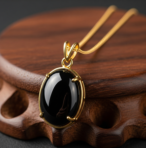 Vêtements quotidiens 925 Sterling Silver Dainty Chain Bohème Naturel Noir Onyx Ovale Forme Pendentif Guérison Cristal Mode Pendentifs - Product Image 5