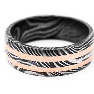 Bague de fiançailles de mariage en acier damas personnalisée unisexe, lame en acier inoxydable directement fabriquée, manche en bois, manuel OEM - Product Image 3